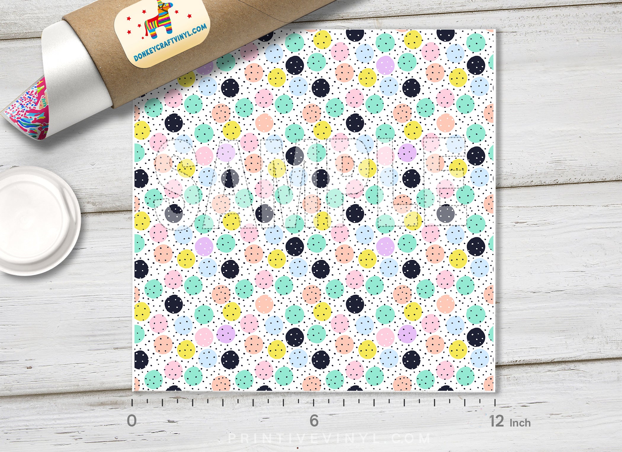 Pastel Confetti Polka Dot Patterned Adhesive Vinyl 1319 - Donkey Craft Vinyl