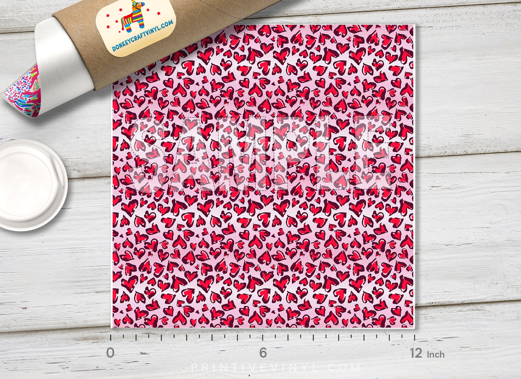 Leopard Print Heart Adhesive Vinyl 1441 - Donkey Craft Vinyl