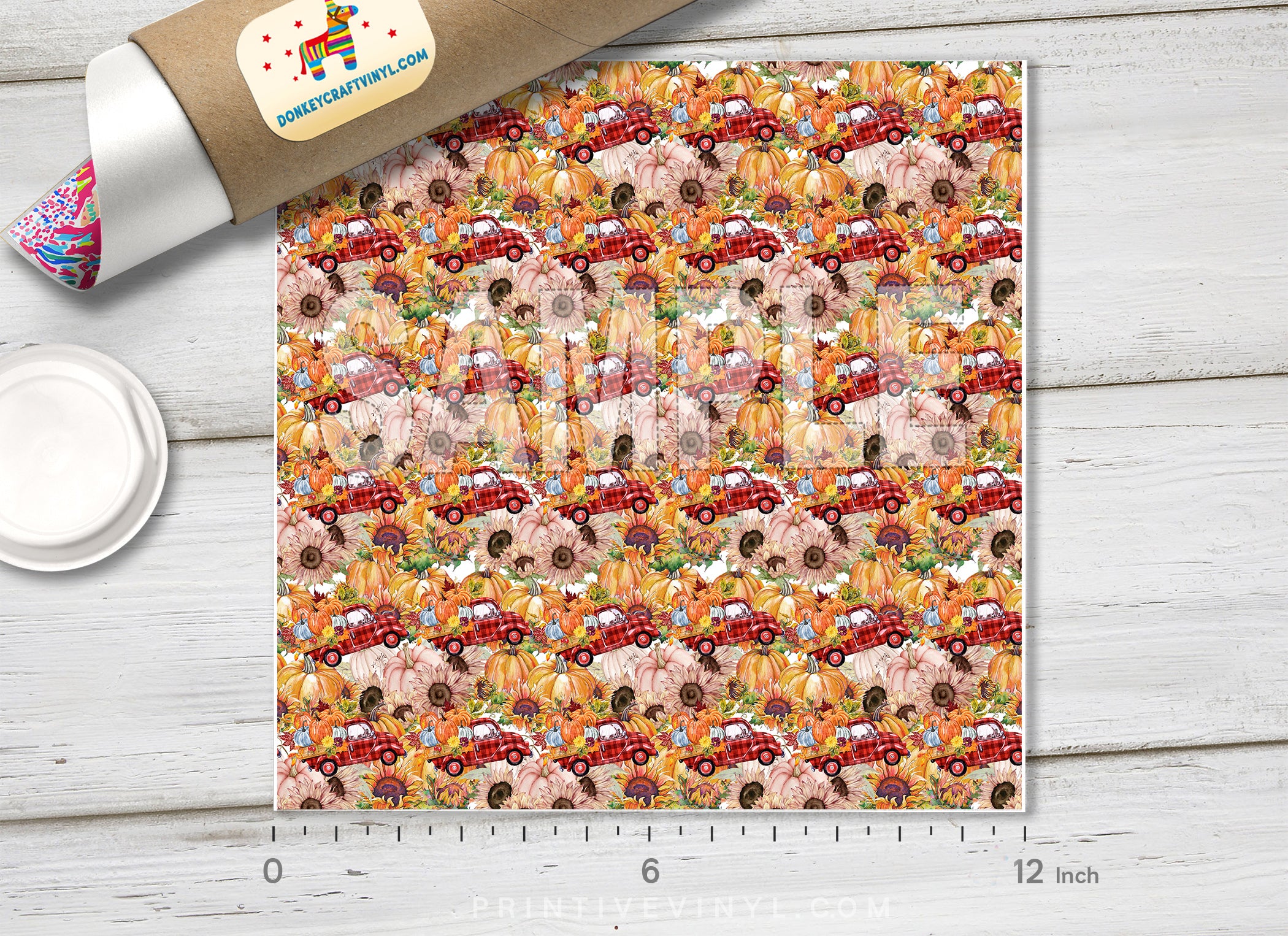 Pumpkin Truck Patterned Adhesive Vinyl H063