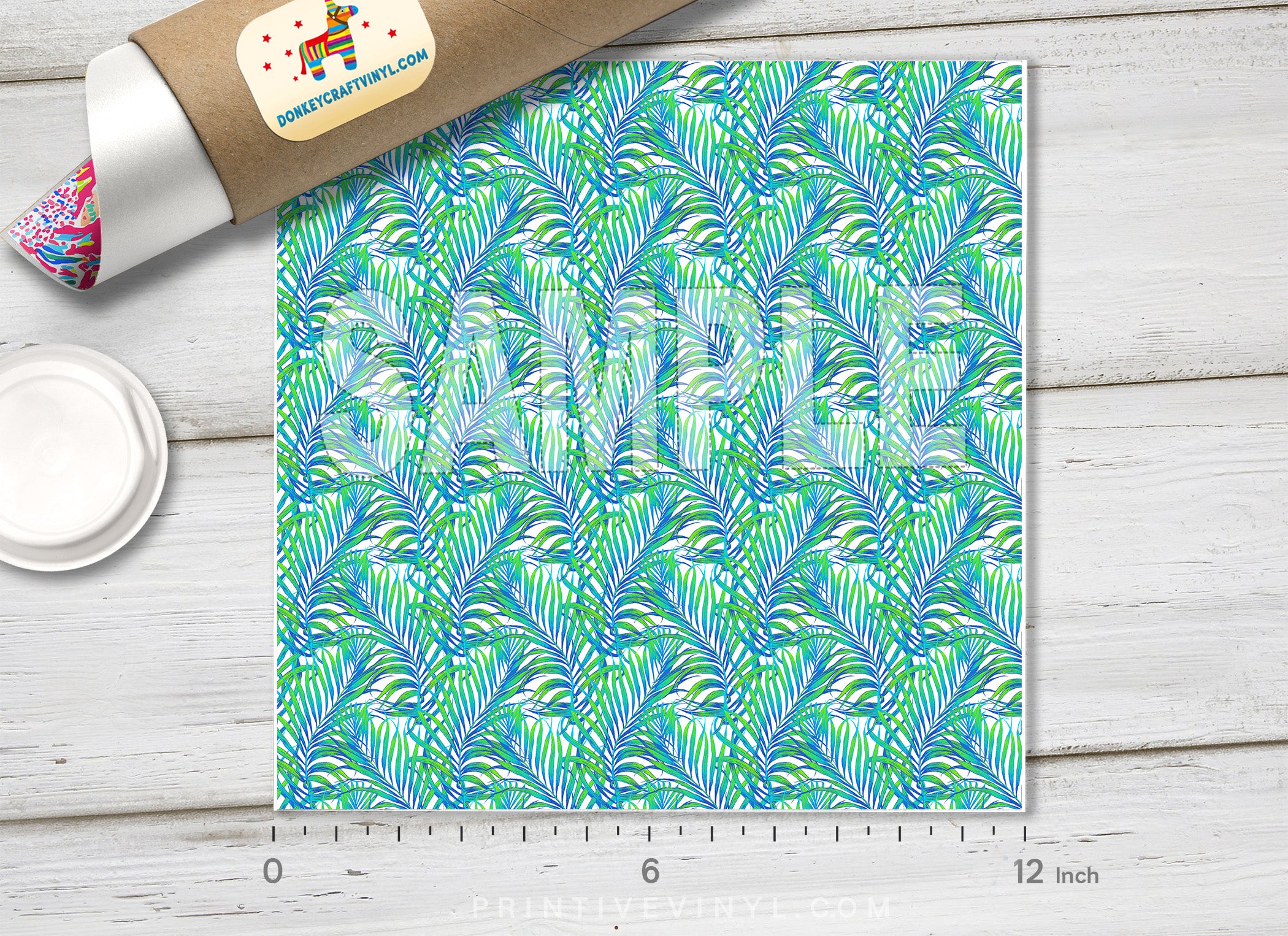 Tropical palm Tree Patterned Adhesive Vinyl 888