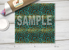 Teal and Gold Leopard Adhesive Vinyl 1634