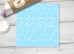 Blue Frozen Snow Flakes Pattern Adhesive Vinyl 792