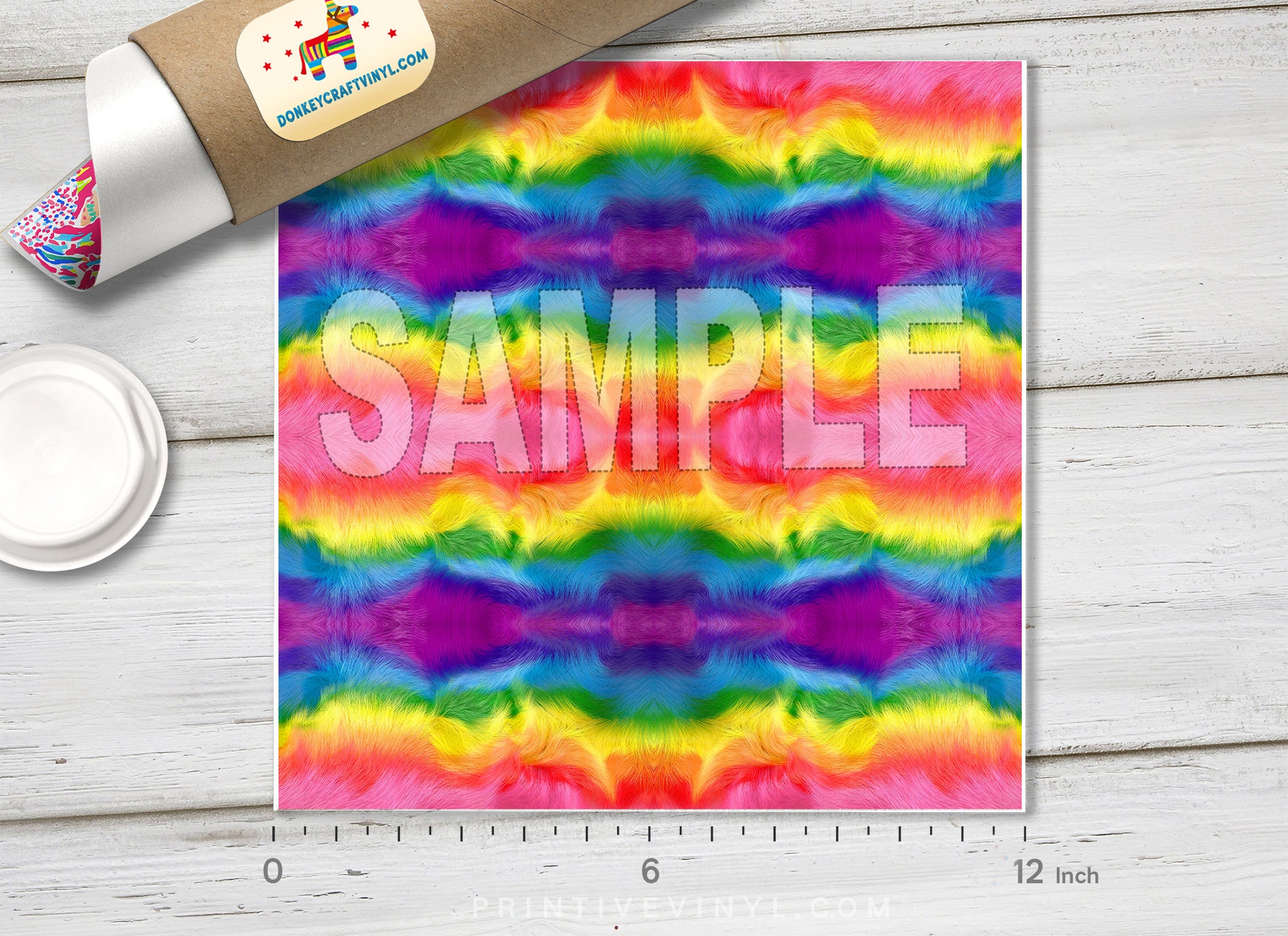 Rainbow Faux Fur Adhesive Vinyl 1424 - Donkey Craft Vinyl