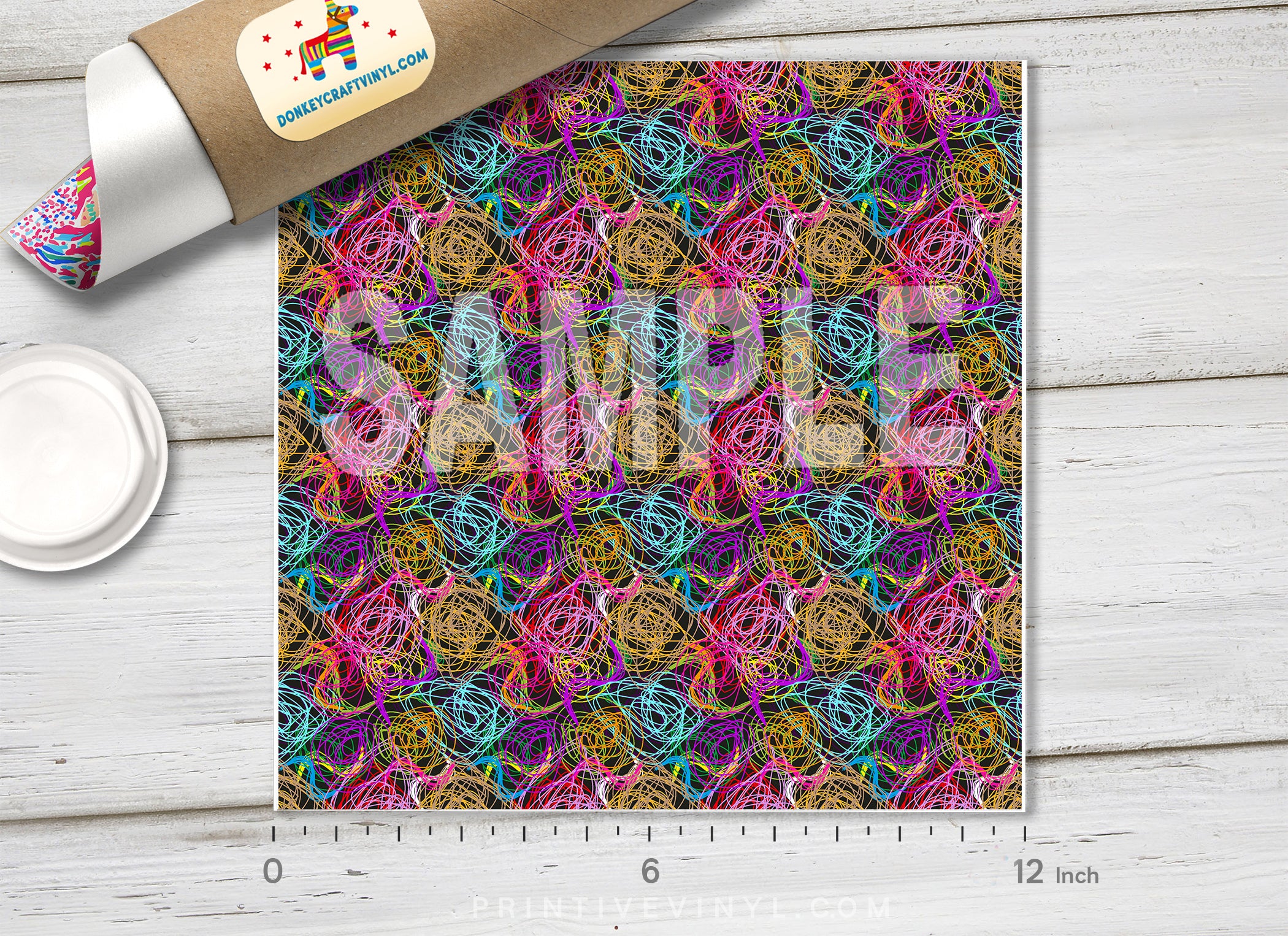 Colorful Scribble Abstract Adhesive Vinyl 1334 - Donkey Craft Vinyl