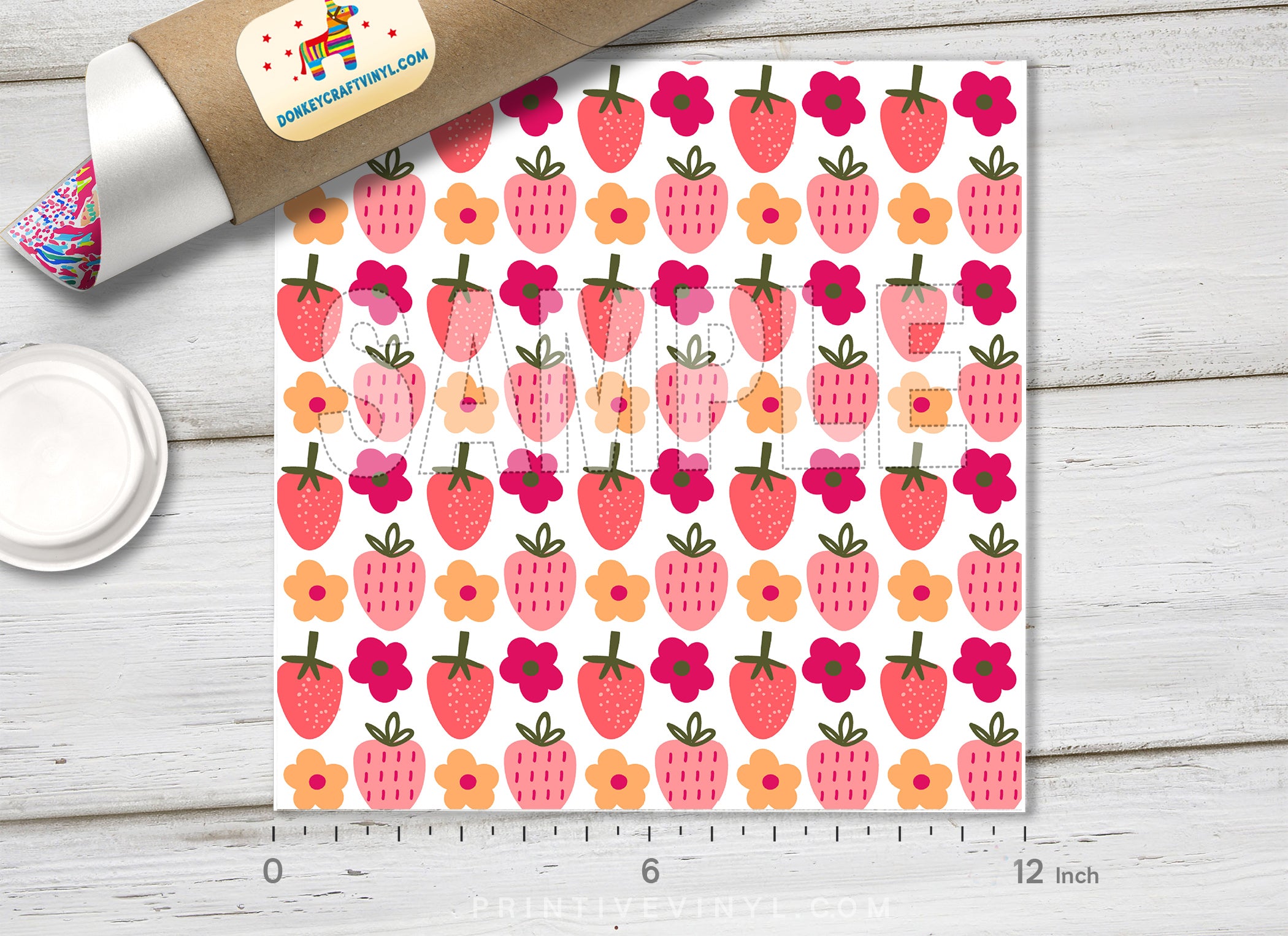 Strawberry and Floral Pattern Adhesive Vinyl 1570