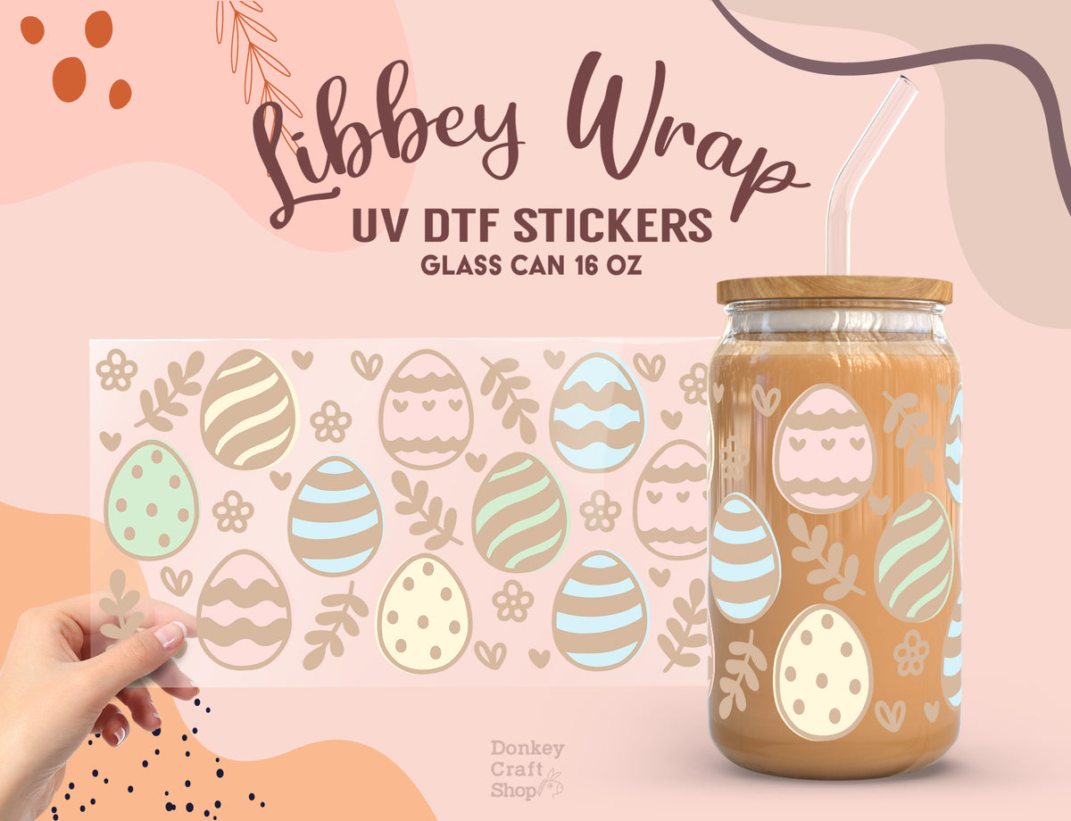 Easter Egg UV DTF Wrap for 16oz Libbey Glass | Spring Cup Sticker UV095