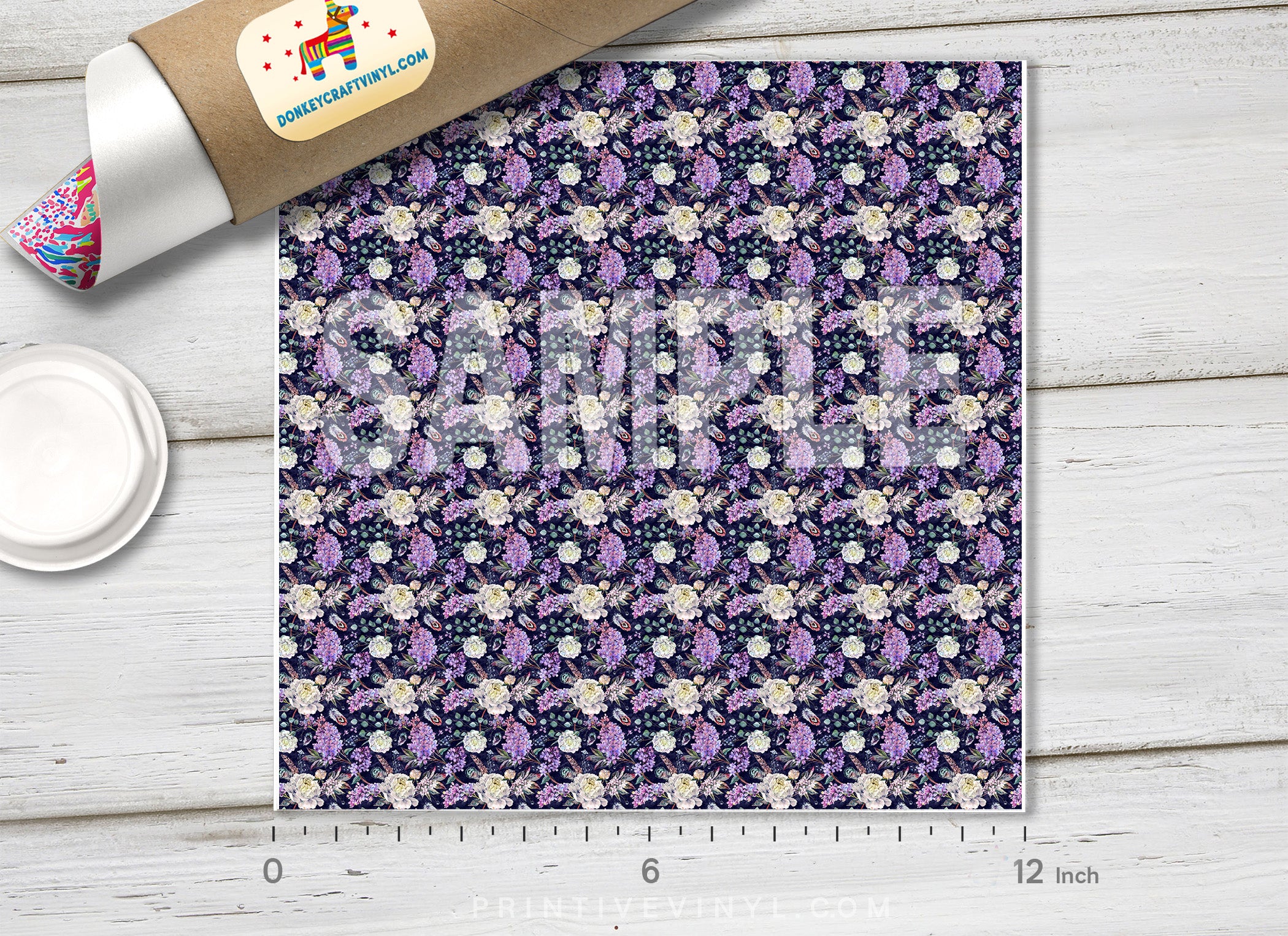 Lilac Flower Patterned Adhesive Vinyl 727