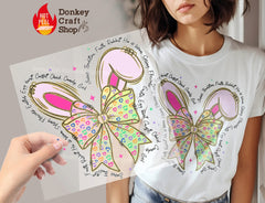 Coquette Easter Bunny Ears Cheetah Leopard Bow DTF Transfer, Ready to Press DTF529