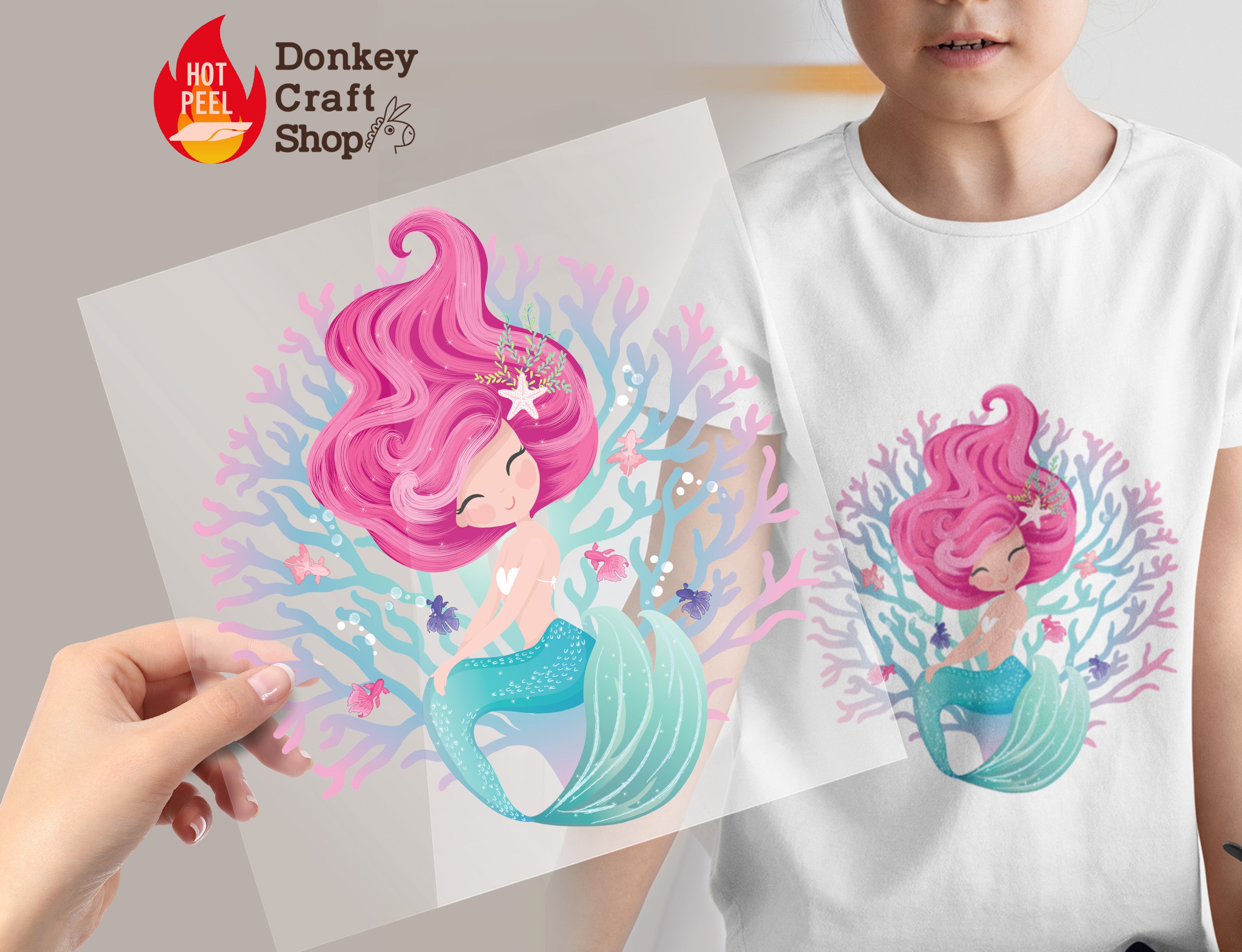 Kids Mermaid DTF Transfer for T-shirts, Hoodies, heat Transfer, Ready To Press Heat Press Transfers DTF11