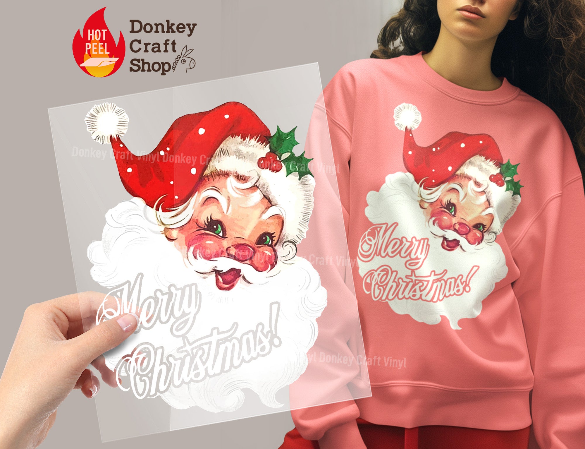 Vintage Santa Merry Christmas DTF Transfer, Ready to Press DTF481