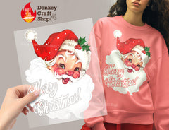 Vintage Santa Merry Christmas DTF Transfer, Ready to Press DTF481