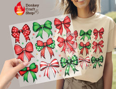 Coquette Christmas Bows DTF Transfer, Ready to Press DTF478