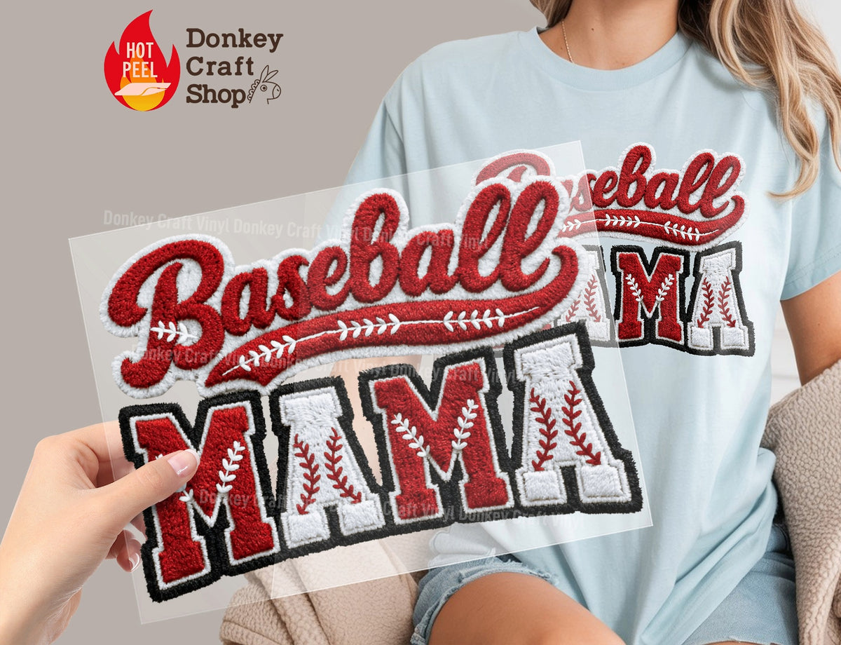 Baseball Mama Chenille Texture DTF Transfer, Ready to Press DTF677