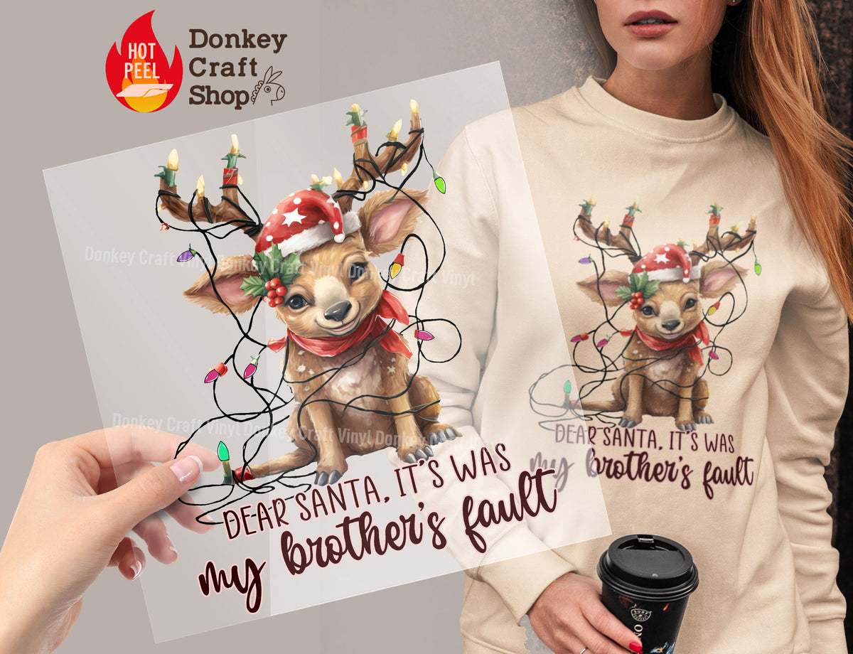 Funny Reindeer Christmas DTF Transfer for T-shirts, Hoodies, Heat Transfer, Ready for Press Heat Press Transfers DTF197