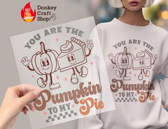 Thanksgiving Pumpkin Pie DTF Transfer for T-shirts, Hoodies, Heat Transfer, Ready for Press Heat Press Transfers DTF143