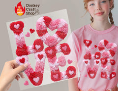LOVE Hearts Chenille Texture DTF Transfer, Ready to Press DTF666