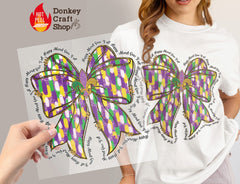 Happy Mardi Gras Y'all Fleur De Lis Coquette Bow DTF Transfer, Ready to Press DTF537