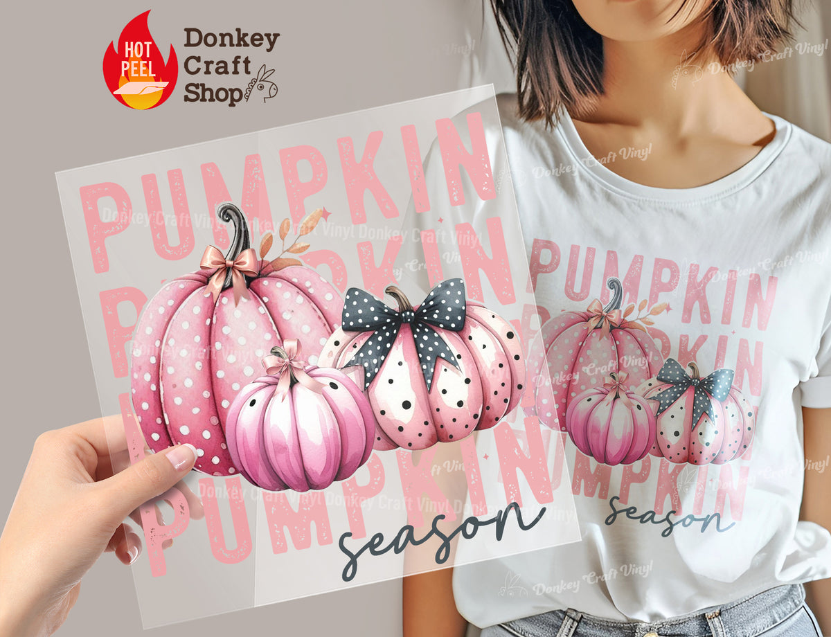 Pink Coquette Pumpkin Season DTF Transfer - Ready to Press DTF446