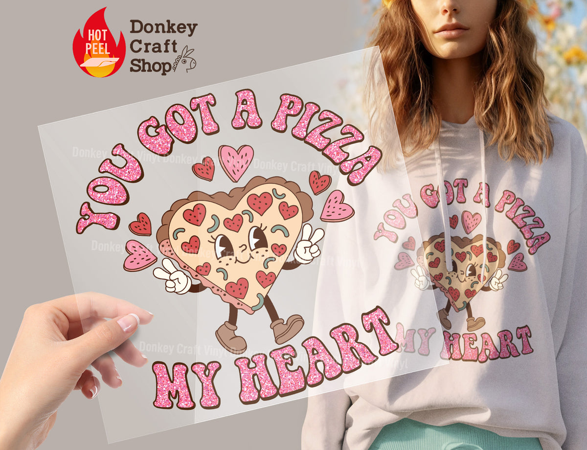 Pizza Heart Valentine Day DTF Transfer, Ready for Press Heat Press Transfers DTF248