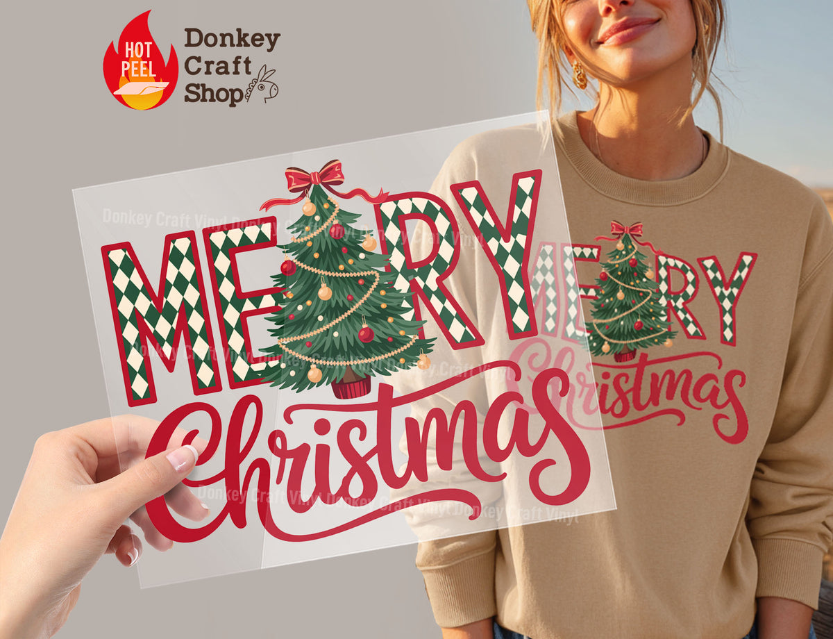Merry Christmas Plaid Tree DTF Transfer, Ready to Press DTF616