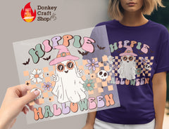 Hippie Halloween Retro Ghost DTF Transfer, Ready to Press DTF455