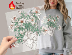 Anatomical Heart with Floral Blooms DTF Transfer, Ready to Press DTF671