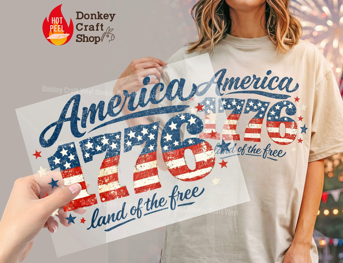 America 1776 Land of the Free DTF Transfer, Ready to Press DTF674
