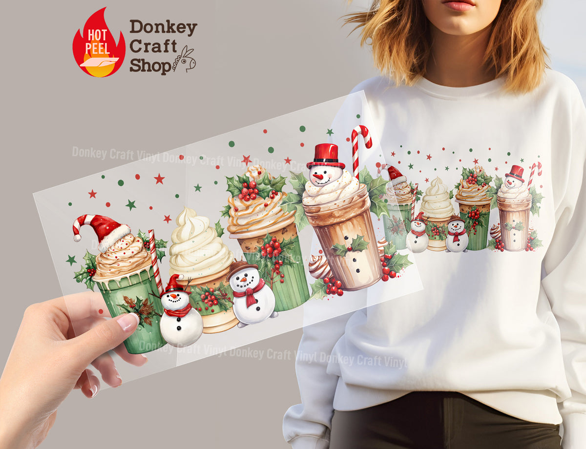 Christmas Coffee Snowman DTF Transfer Ready to Press DTF447