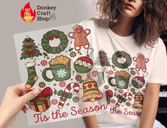 Tis the Season Retro Christmas DTF Transfer, Ready to Press DTF482