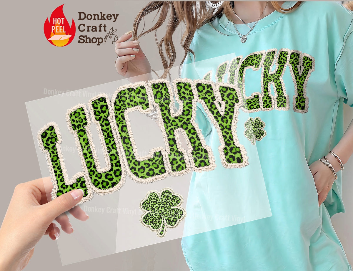 Lucky Green Leopard Print DTF Transfer, Ready to Press DTF676