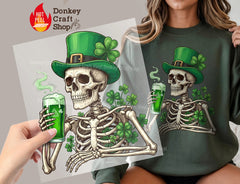 St. Patrick's Day Drinking Skeleton DTF Transfer, Ready to Press DTF665