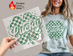 Lucky Shamrock Checker DTF Transfer, Ready to Press DTF656