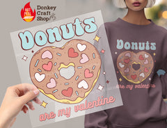 Valentine Donut DTF Transfer, Ready for Press Heat Press Transfers DTF230