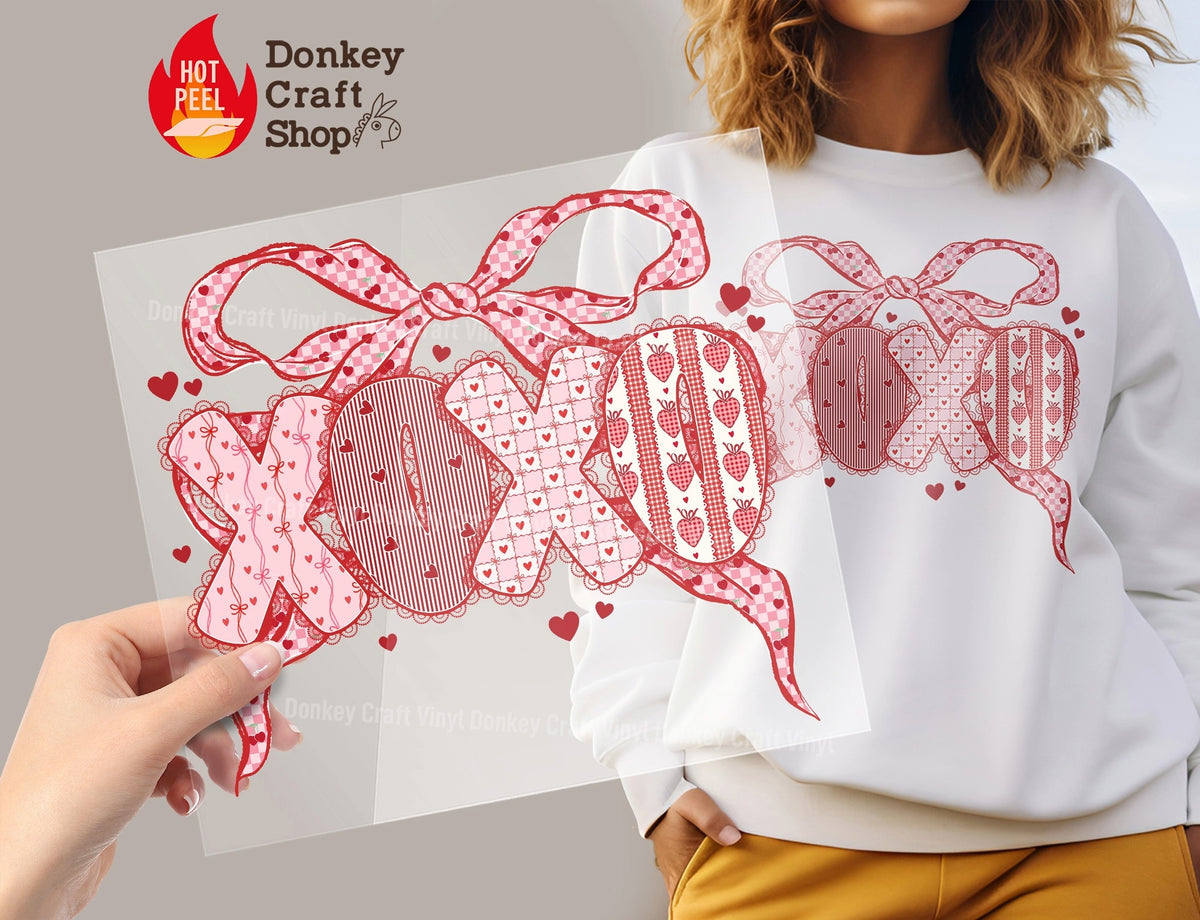 XOXO Coquette Bow DTF Transfer, Ready to Press DTF621