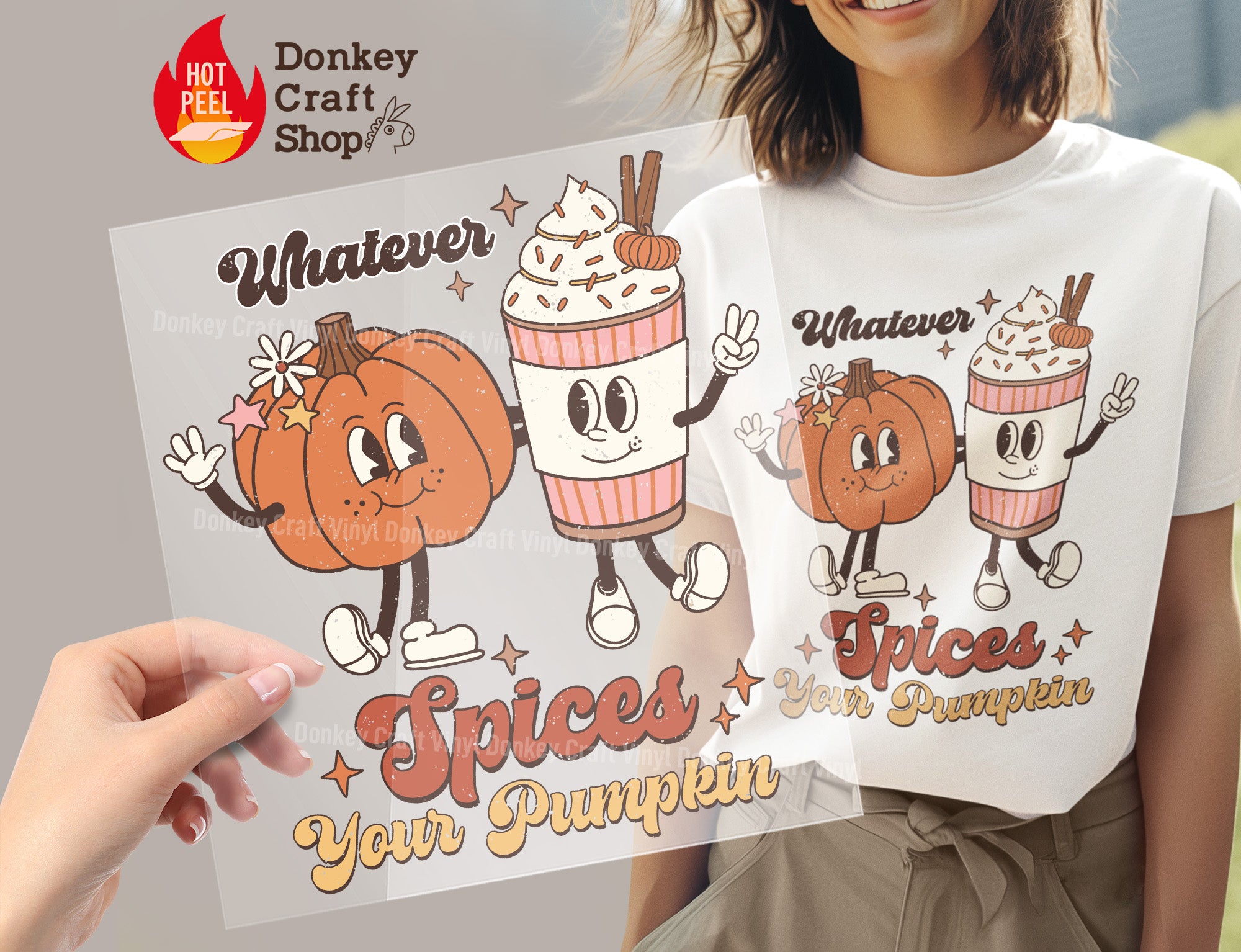 Whatever Spices Your Pumpkin Retro DTF Transfer, Ready to Press DTF468 - Donkey Craft Vinyl