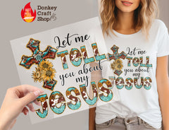 Western Christian Jesus Cross DTF Transfer, Ready for Press Heat Press Transfers DTF356