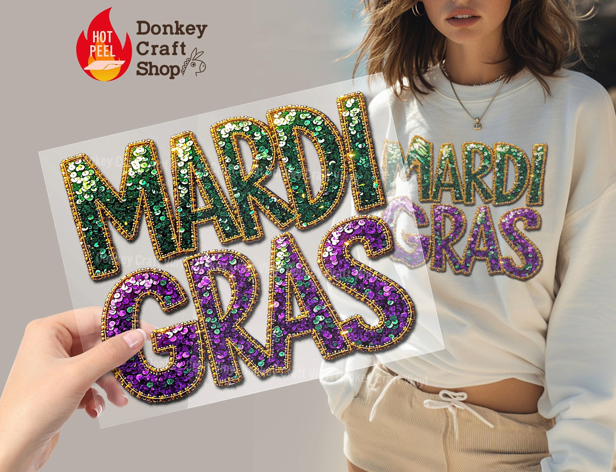 Mardi Gras DTF Transfer, Ready to Press DTF520