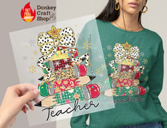 Teacher Christmas Pencil Tree DTF Transfer, Ready to Press DTF489