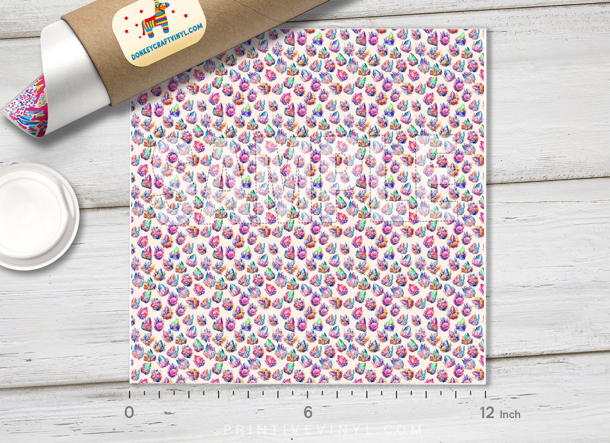Watercolor Crystal and Floral Adhesive Vinyl 1622