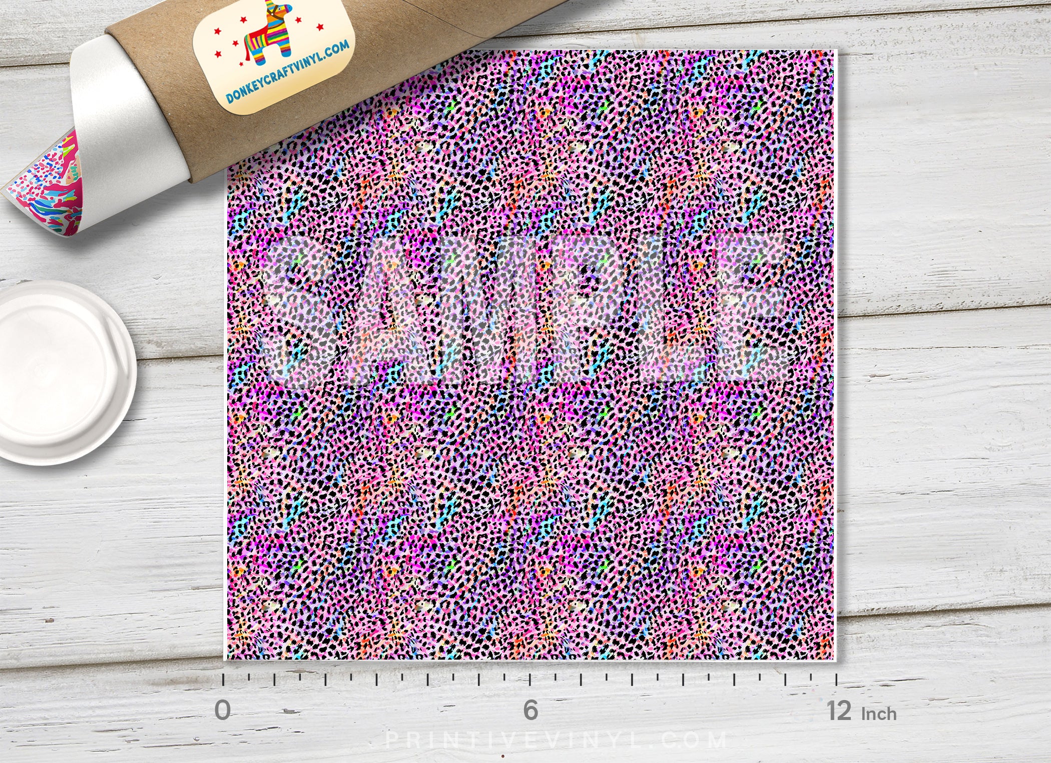 Rainbow Leopard Print Adhesive Vinyl 1415 - Donkey Craft Vinyl