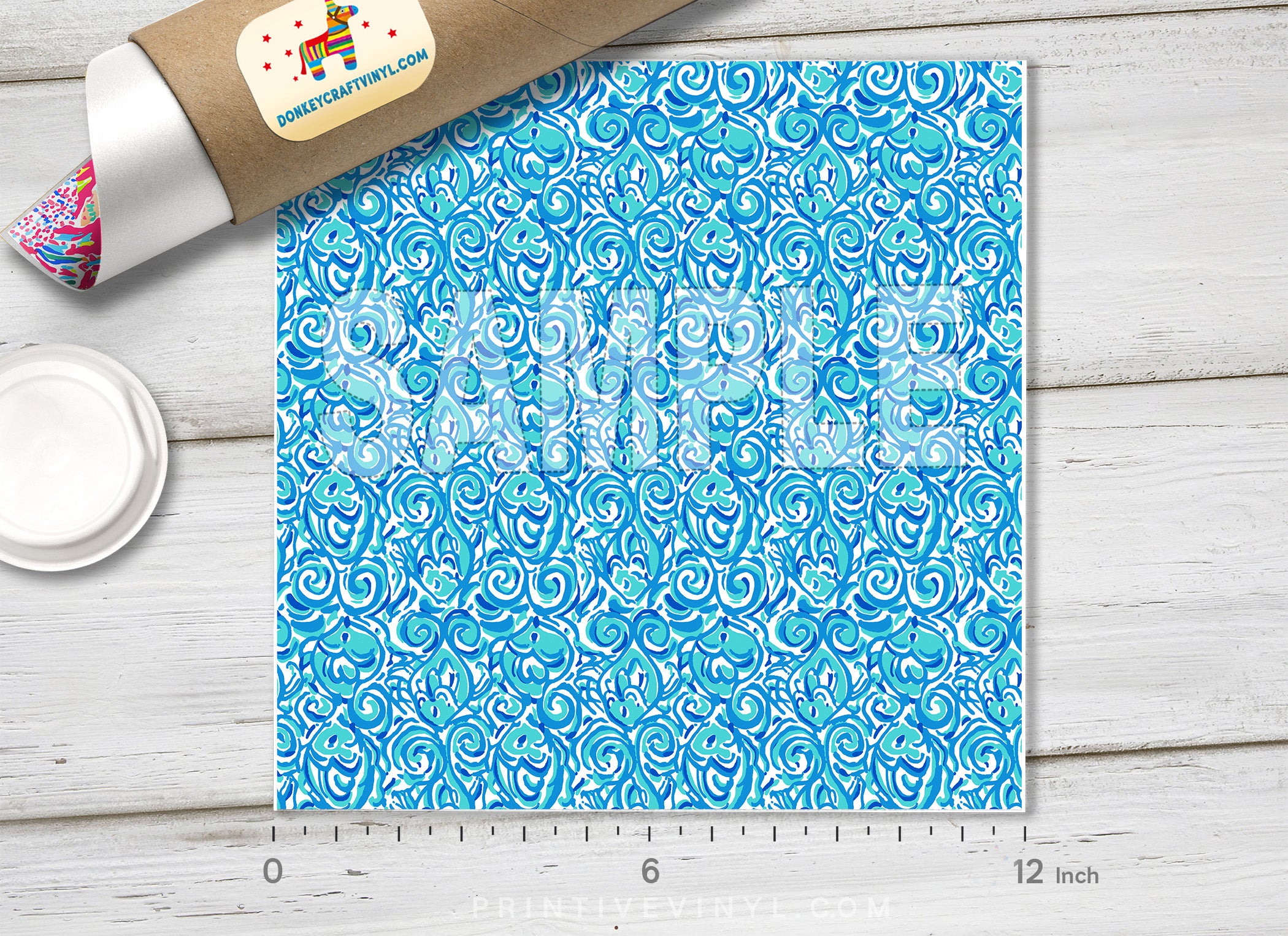 Lilly Inspired Blue Underwater Pattern Adhesive Vinyl L051