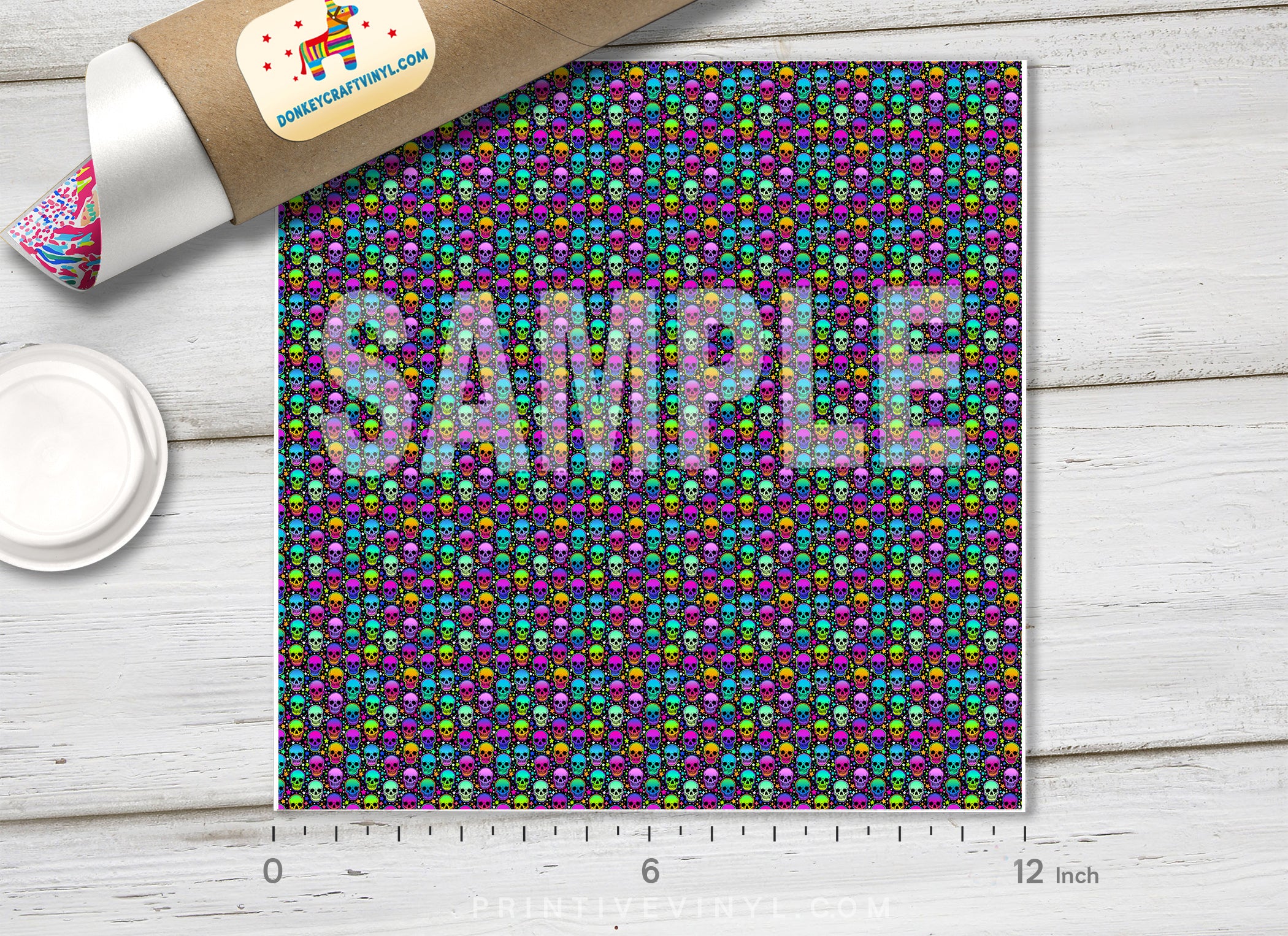 Skulls and Stars Adhesive Vinyl 1498 - Donkey Craft Vinyl