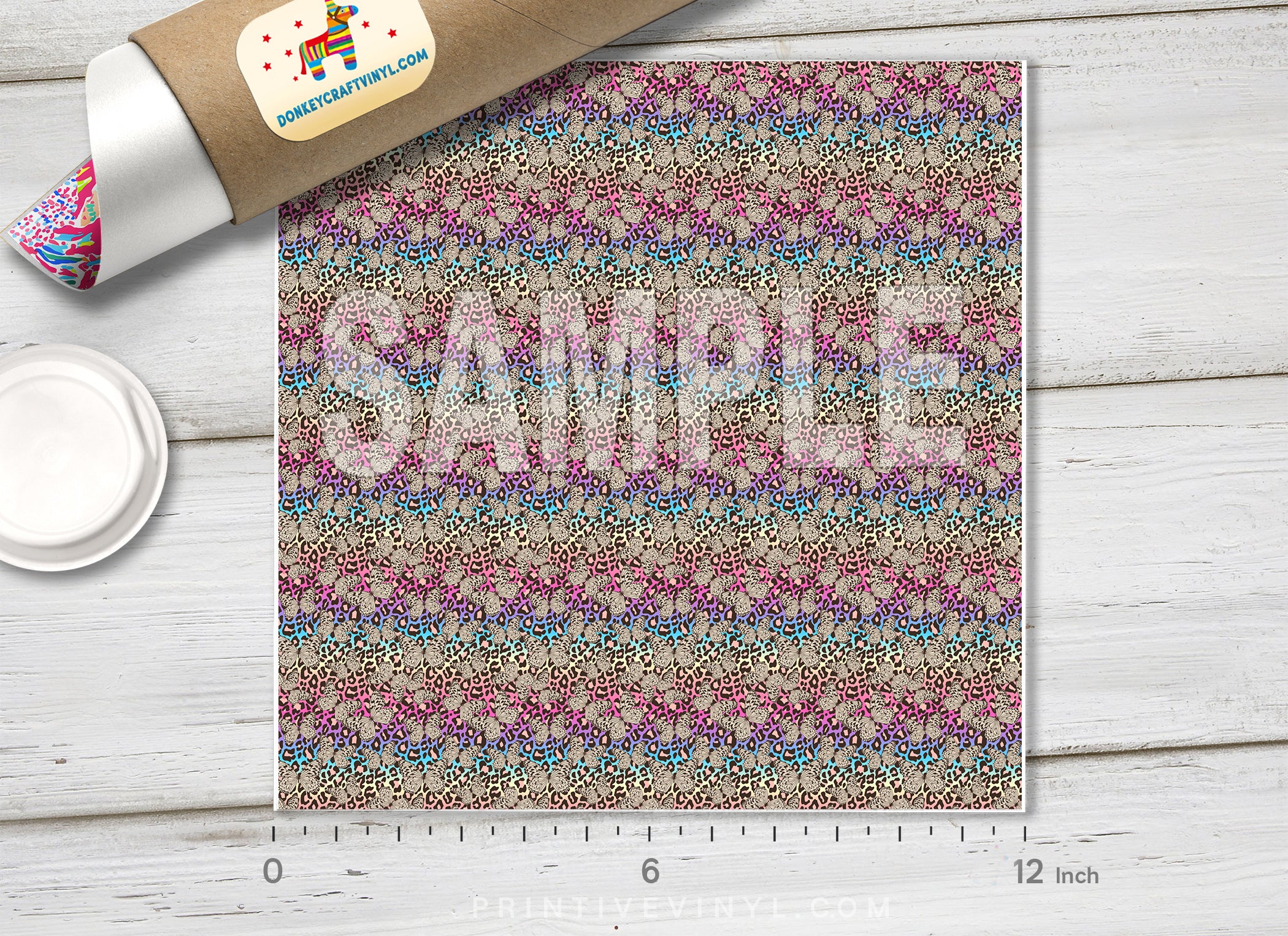 Rainbow Leopard Adhesive Vinyl 1312 - Donkey Craft Vinyl