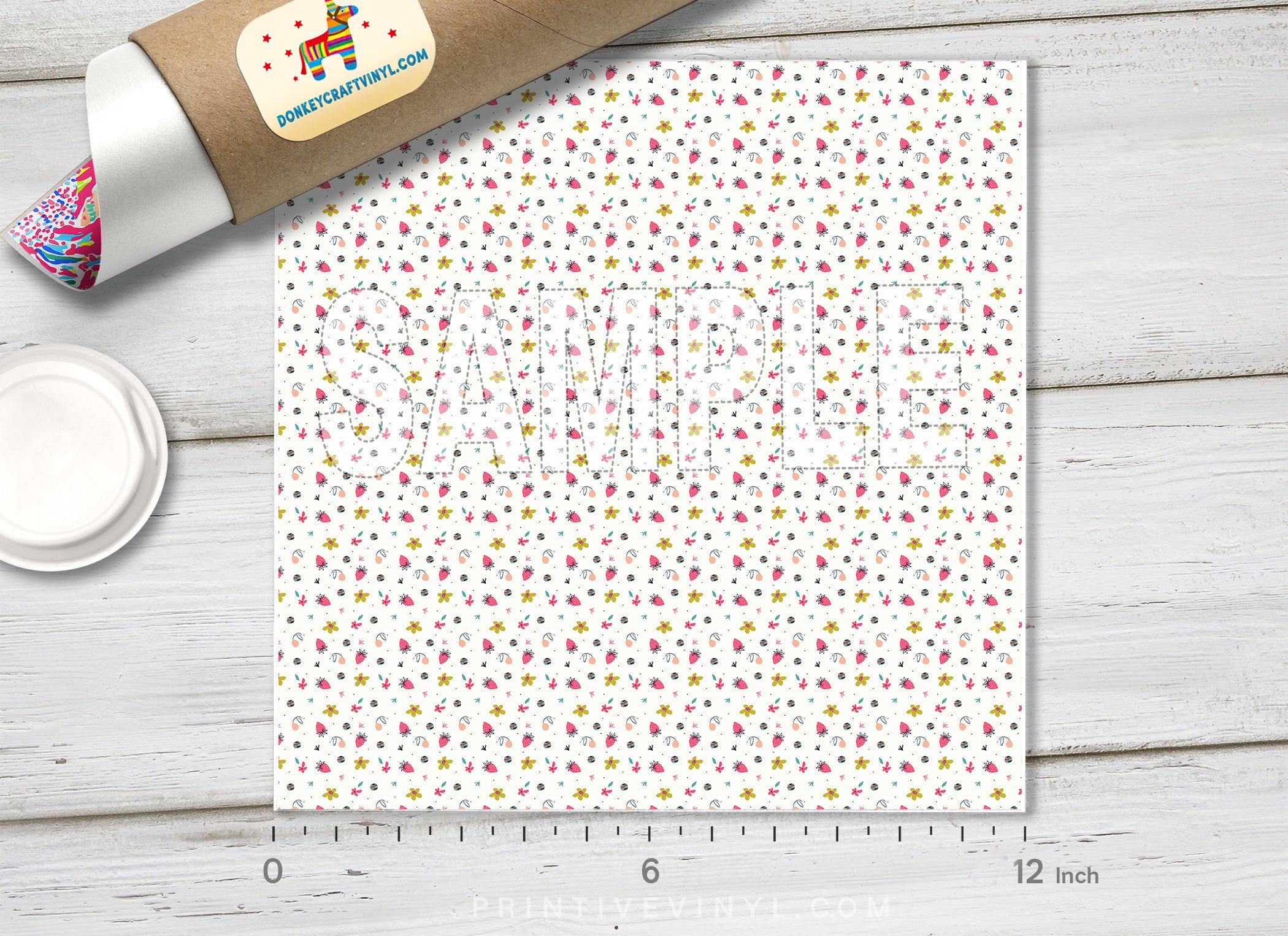 Strawberry & Spring Floral Adhesive Vinyl 1406 - Donkey Craft Vinyl