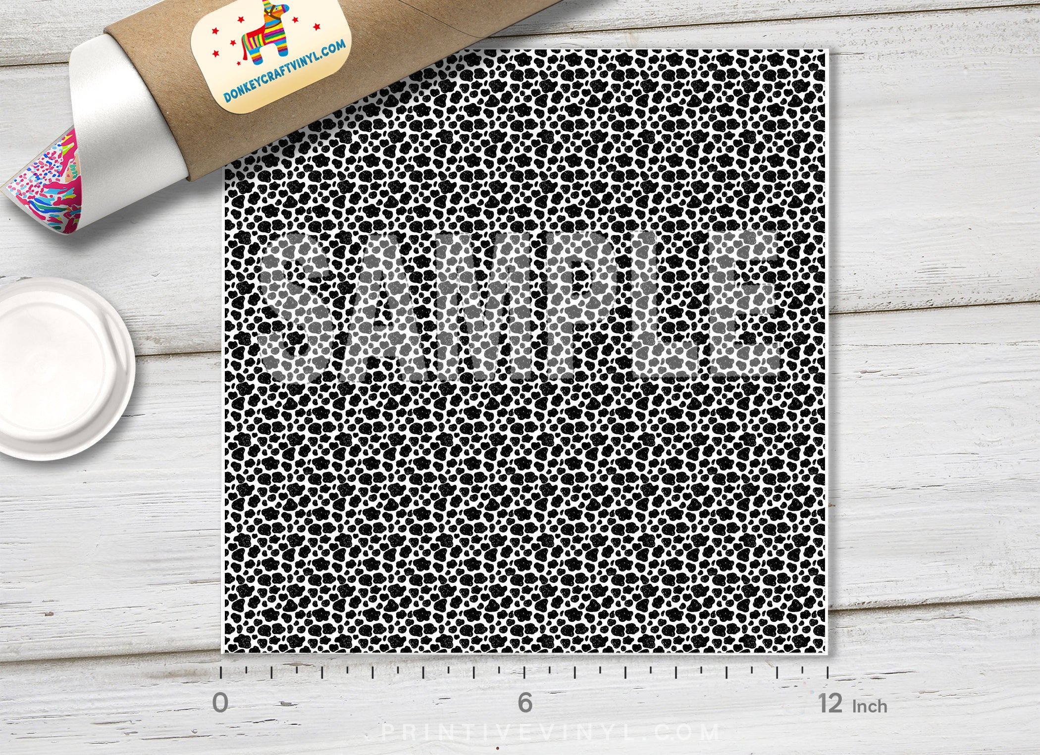 Black and White Cow Adhesive Vinyl 1445 - Donkey Craft Vinyl