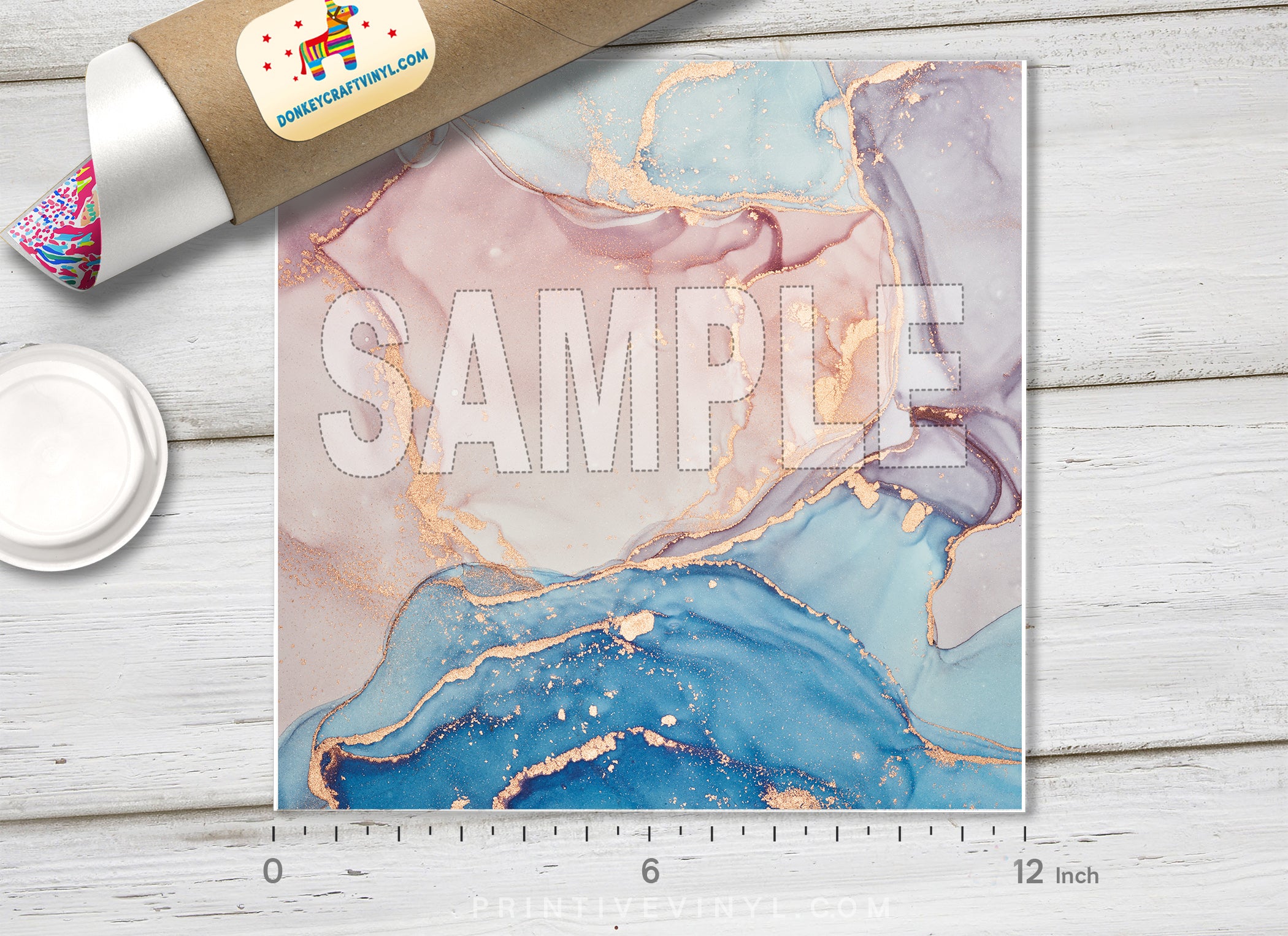 Pastel Pink and Purple Gold Flake Marble HTV 1289