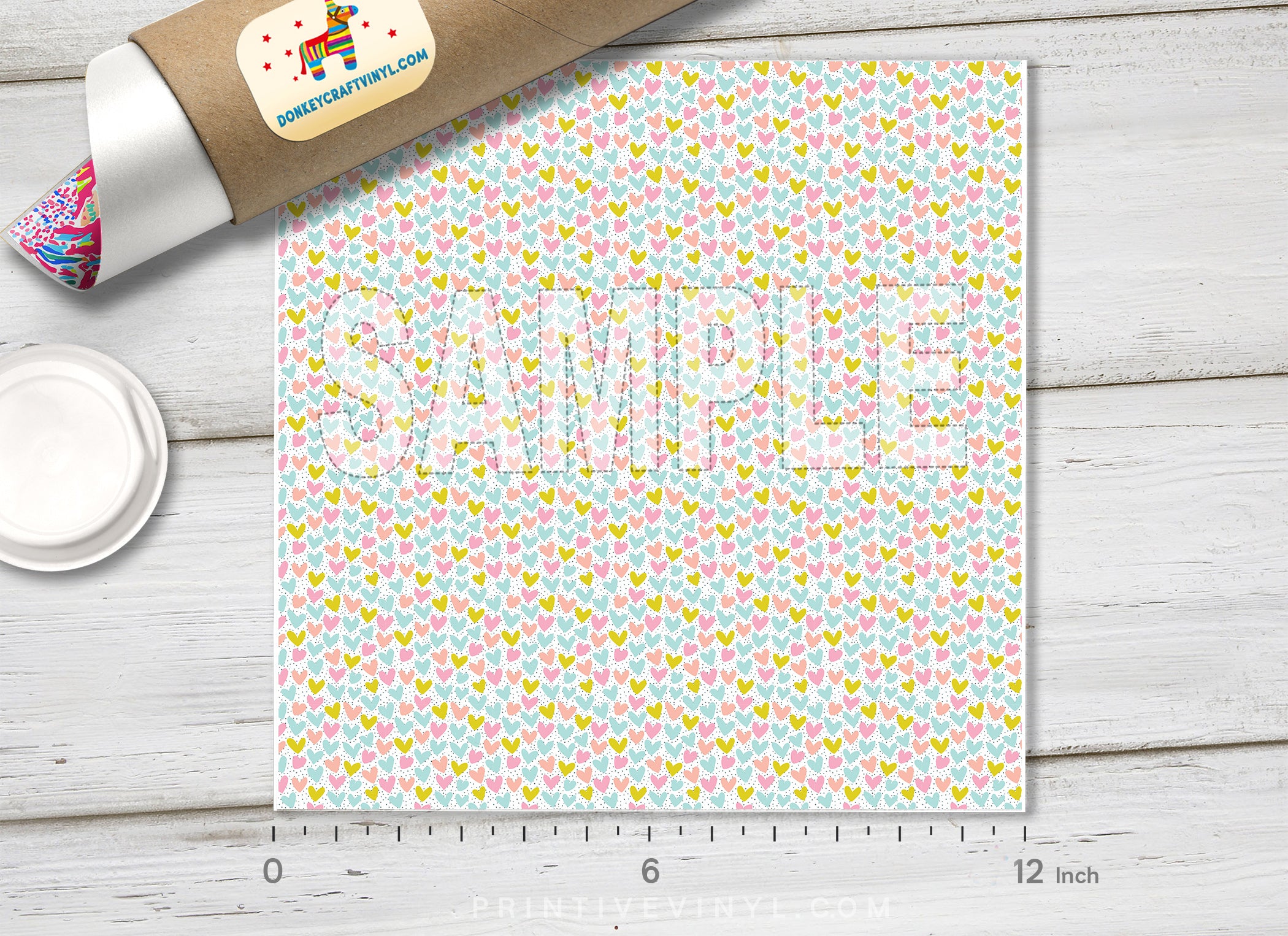 Pastel Hearts and Polka Dots Adhesive Vinyl 1442 - Donkey Craft Vinyl