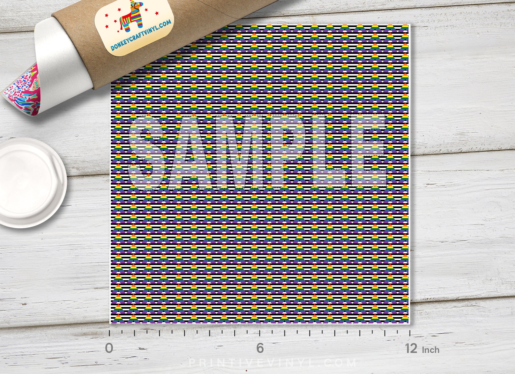 Rainbow Chevron Triangle and Stripes Pattern HTV 1509