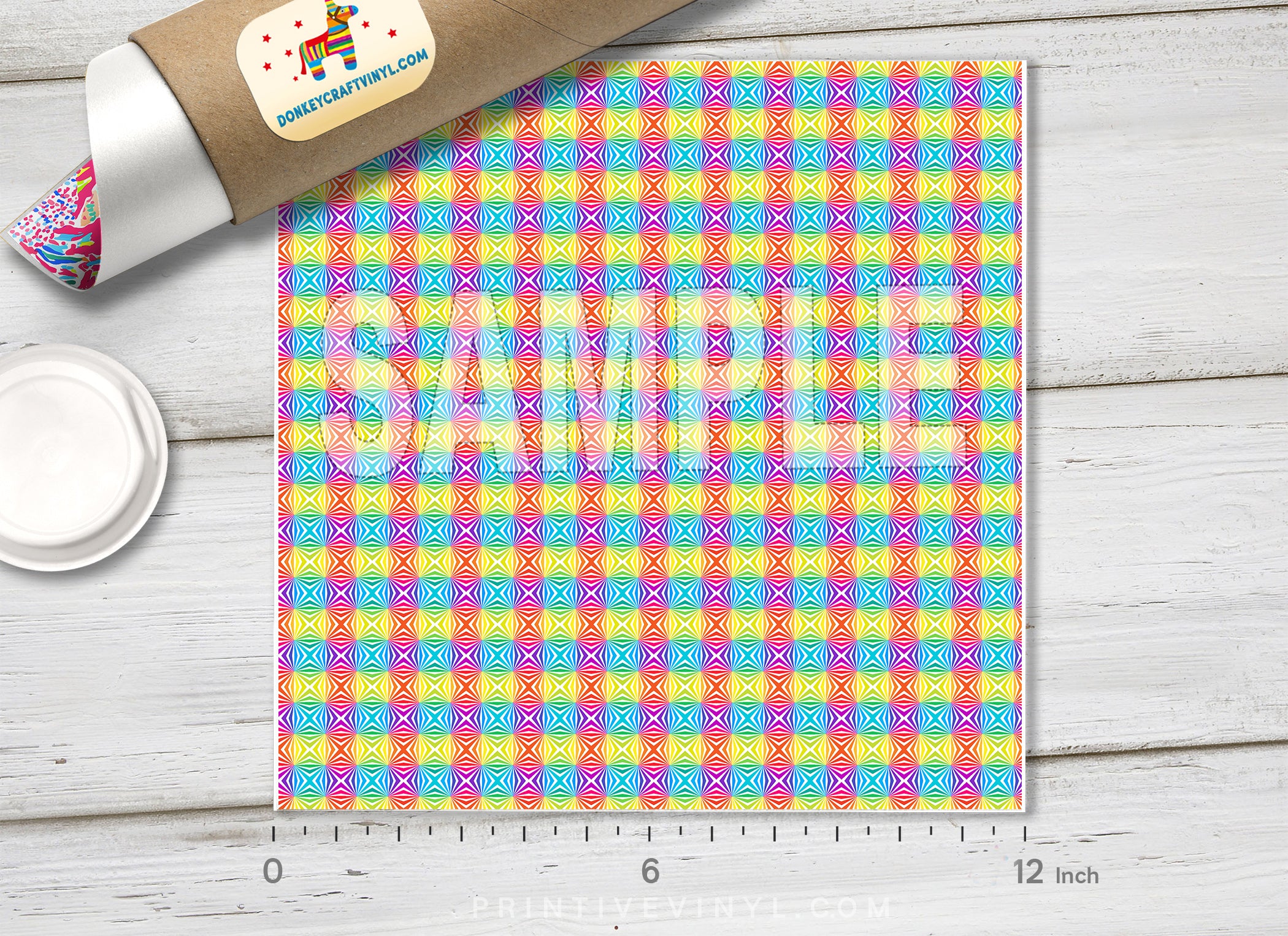 Vibrant Rainbow Starburst Geometric HTV 1502 - Donkey Craft Vinyl