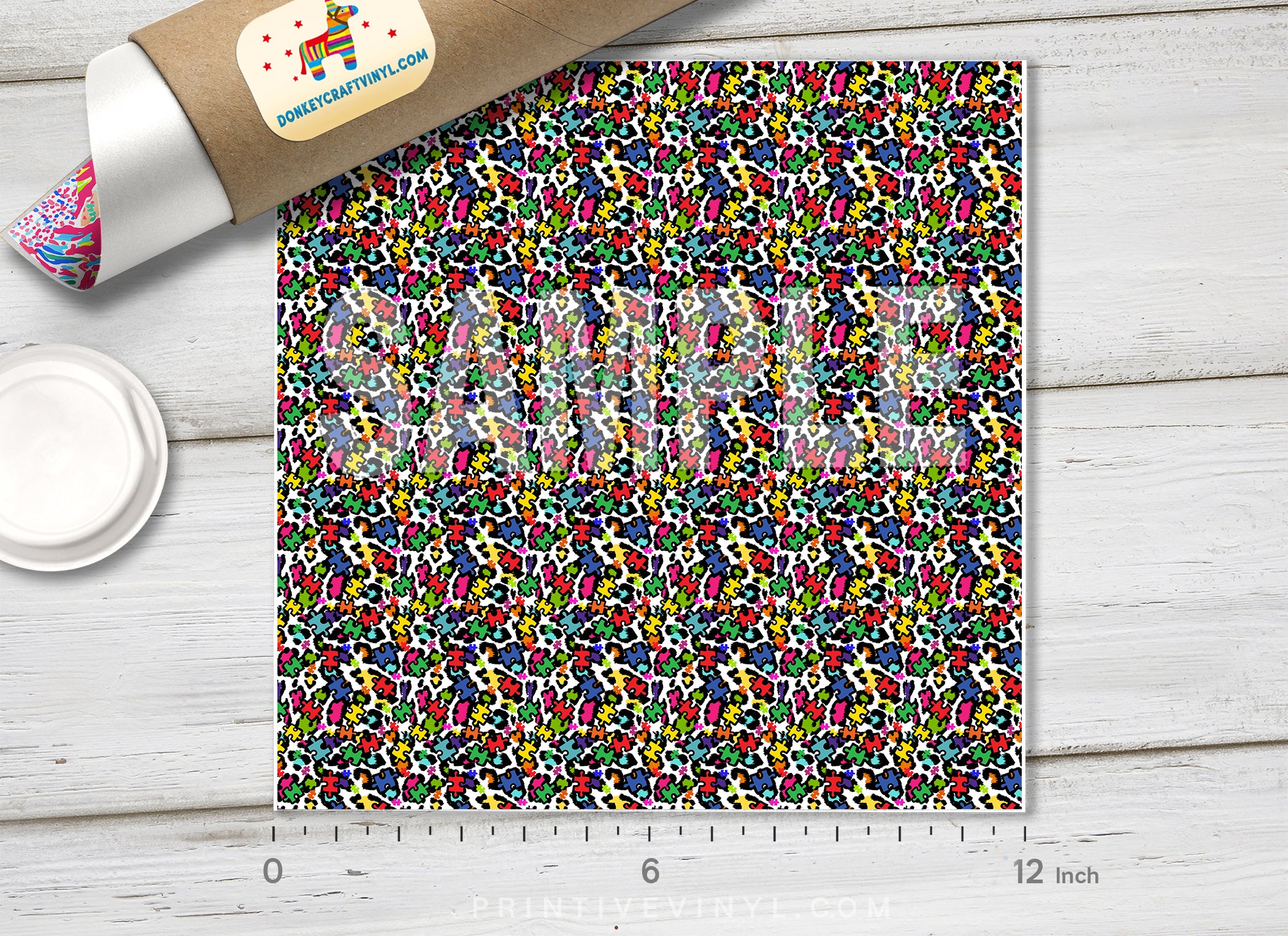 Autism Awareness Puzzle Leopard Adhesive Vinyl 1592